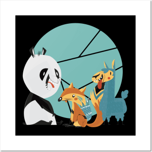 Fox panda and llama animals friend gift Posters and Art